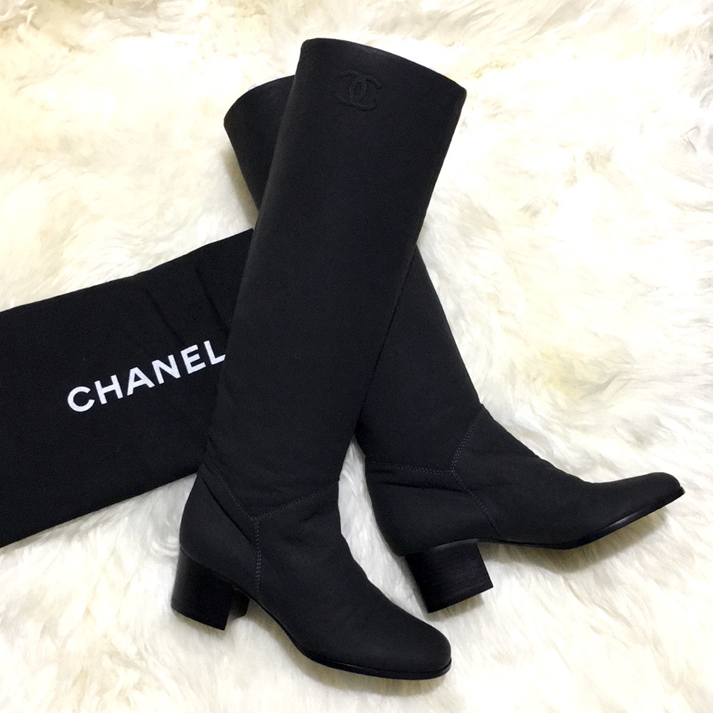 Chanel New Leather Knee High Boots